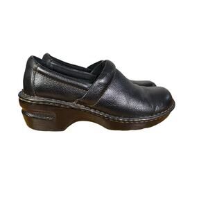 BOC Black Pebbled Leather Clogs Size 7.5